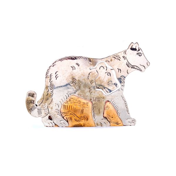 Armand American Horse Silver Mountain Lion Brooch