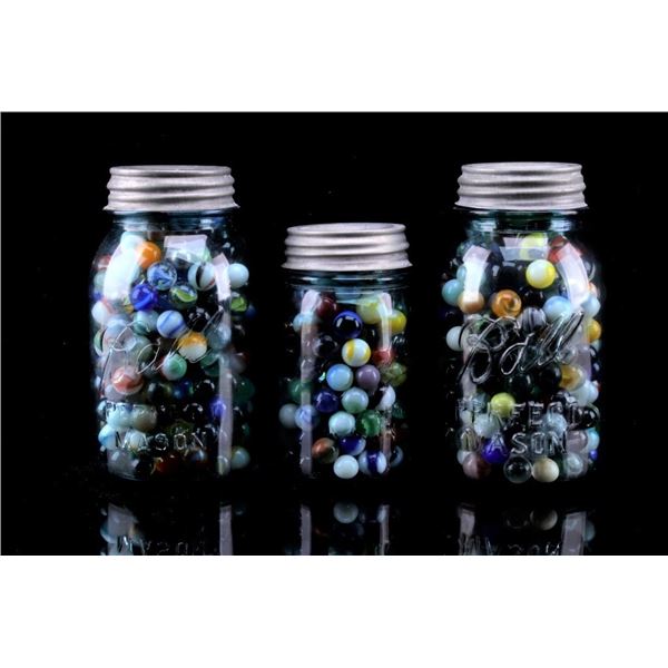 Variety Marbles in Ball Mason Jars