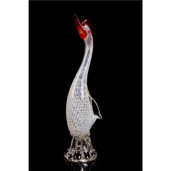 Venetian Latticino Figural Textured Glass Chicken