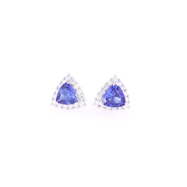 Trillion 2.91 ct Tanzanite Diamond & 18k Earrings
