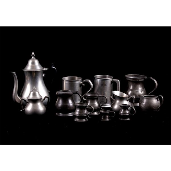 English & Holland Pewter Cups & Creamer Servers