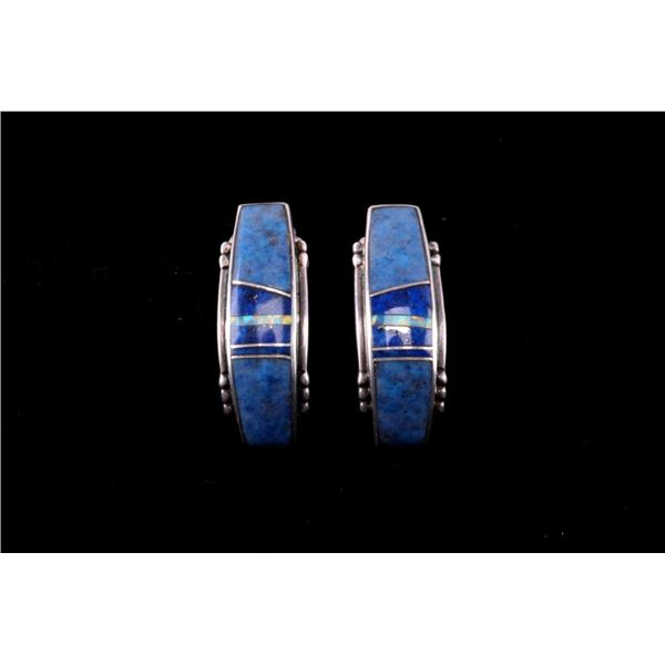 Navajo Sterling & Stormy Mountain Inlaid Earrings