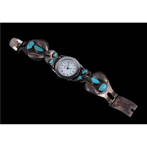 Navajo Silver & Turquoise Owl Effigy Watchband