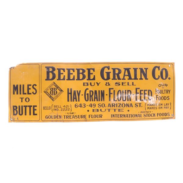 Original Beebe Grain Co. Sign Butte Montana c.1900