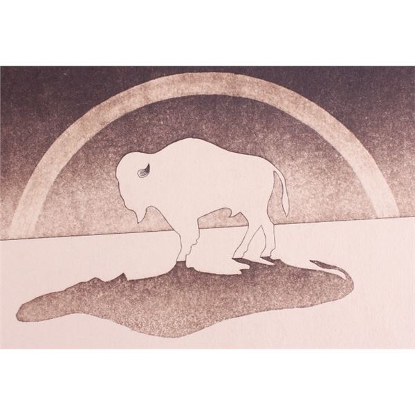 1981 Eternal Buffalo by Gary Yazzie Etching