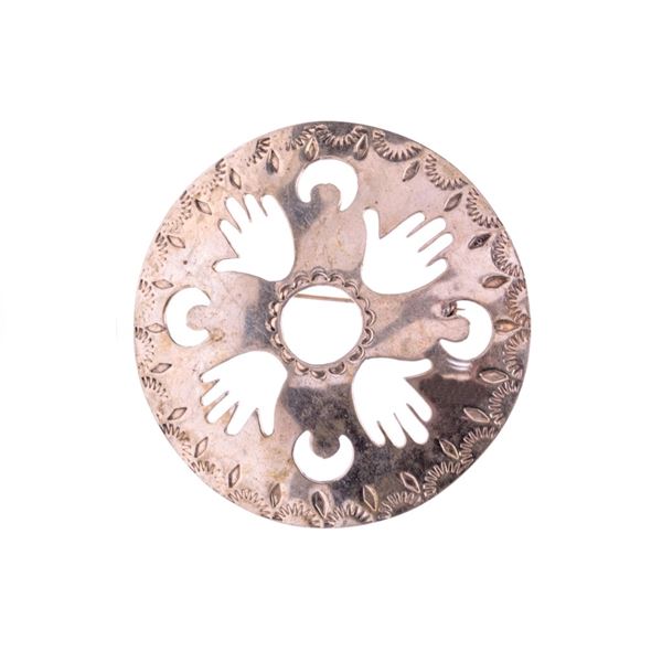 Armand  American Horse Silver "Hands Up" Brooch