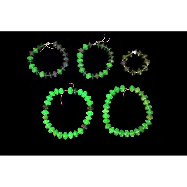 Green Vaseline Fluorescent Trade Bead Strands