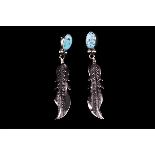 Armand American Horse Turquoise Feather Earrings