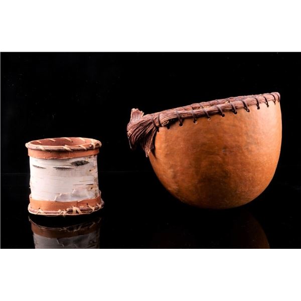 Native American Handmade Gourd & Birch Bowls