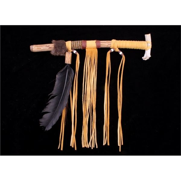 Native American Beaded Fur Bone Talking Stick