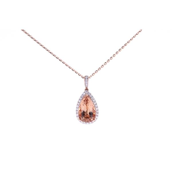 RARE Morganite & Diamond 14K Rose Gold Necklace