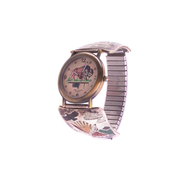 Navajo R Jones Sterling Silver Dejuno Quartz Watch