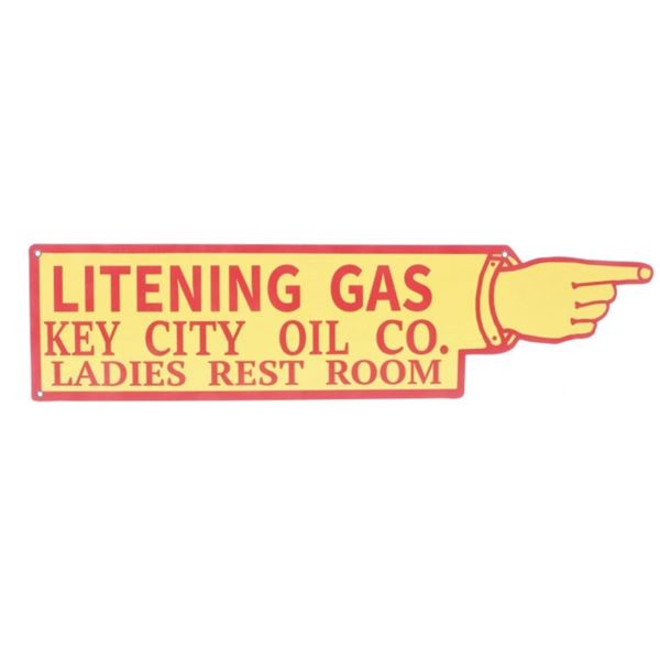Litening Gas Key City Oil Co Ladies Rest Room Sign