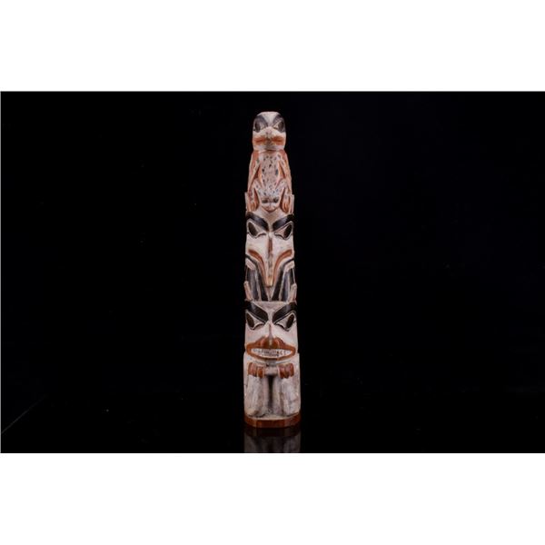 Haida Wooden Painted Carved Totem Pole c.1920