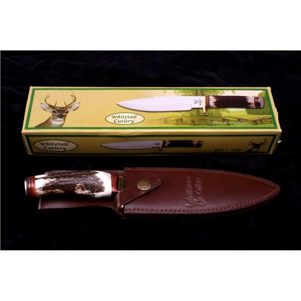 Whitetail Cutlery Stag Horn Clipped Bowie Knife