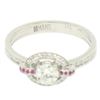 Image 5 : 14k Solid White Gold 0.85 ctw Round Pave Set Diamond & Pink Sapphire Halo Ring