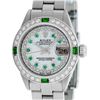 Image 4 : Rolex Ladies Stainless Steel MOP Emerald & Diamond Oyster Perpetaul Datejust Wri