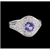 Image 1 : 0.90 ctw Tanzanite and Diamond Ring - 14KT White Gold