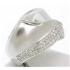 Image 5 : 14k White Gold Dual Finish 1 ctw Pave Diamond Bold  Swirled Dinner Ring Band