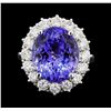 Image 2 : GIA Cert 12.99 ctw Tanzanite and Diamond Ring - 14KT White Gold