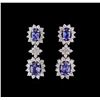 Image 1 : 2.35 ctw Tanzanite and Diamond Earrings - 14KT White Gold