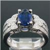 Image 6 : EGL 14k White Gold 2.78 Ctw Royal Blue Sapphire and Diamond Engagement Cocktail