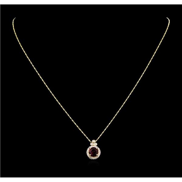 14KT Yellow Gold 2.12 ctw Rubellite and Diamond Pendant With Chain