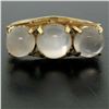 Image 6 : Antique 18k Gold 4.50 ctw Three Stone Cabochon Moonstone Open Work Band Ring
