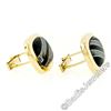 Image 4 : Vintage 14kt Yellow Gold Swivel Cuff Links w/ Hematite Inlaid in Black Onyx