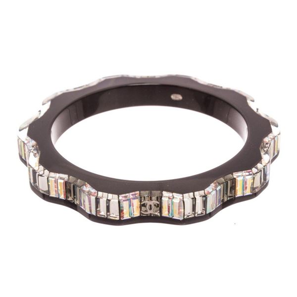 Chanel Brown Resin Baguette Bangle Bracelet