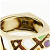 Image 9 : Vintage Martine 14k Gold Multicolored Enamel Mosaic Squared Eternity Band Ring