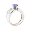 Image 4 : 2.64 ctw Sapphire And Diamond Ring And Attached Band - 18KT White Gold