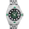 Image 1 : Rolex Ladies Stainless Steel 26MM Green Vignette Diamond Datejust Wriswatch