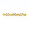 Image 1 : Estate 14k Gold Single Cut Diamond "X" Figure Satin Twisted Cable Bar Pin Brooch
