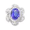 Image 2 : 7.28 ctw Tanzanite And Diamond Ring - 18KT White Gold