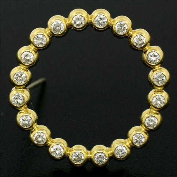 18k Yellow Gold .60 ctw 20 Bezel Set Round Diamond Circle of Life Pin Brooch 23m