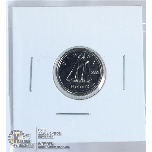 2000W PROOF-LIKE CANADA 10 CENT