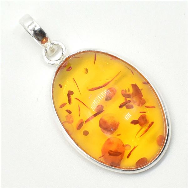 SV-73 SILVER AMBER (RECONSTITUTED) PENDANT