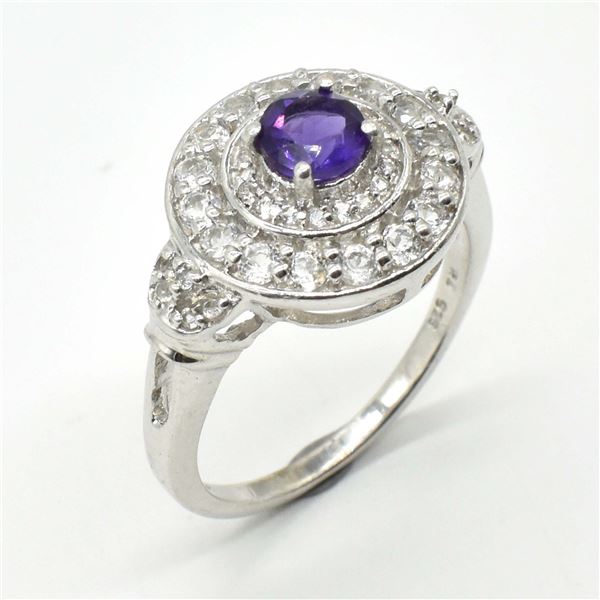 SV-98 SILVER AMETHYST CZ RING