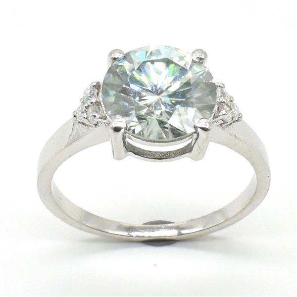 SV-95 SILVER MOISSANITE (ROUND 9 & 1.5 MM) RING