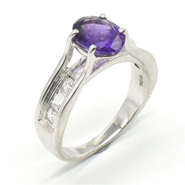 SV-88 SILVER AMETHYST CZ RING