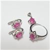 Image 1 : BZ390-126 SILVER RUBY RING EARRING AND PENDANT  SE