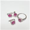 Image 1 : BZ390-141 SILVER RUBY RING EARRING AND PENDANT  SE