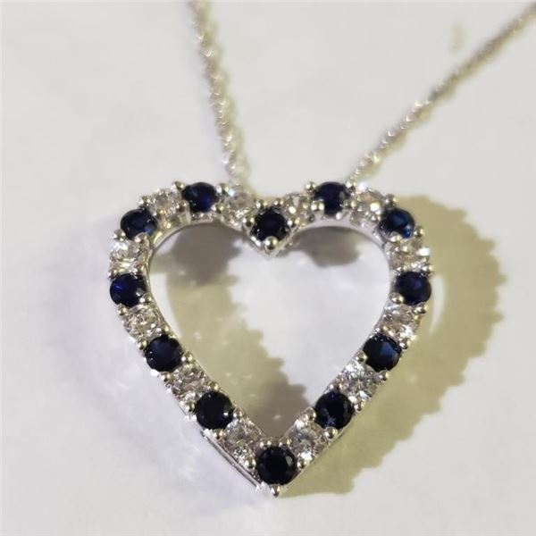 EC201-142 SILVER SAPPHIRE NECKLACE