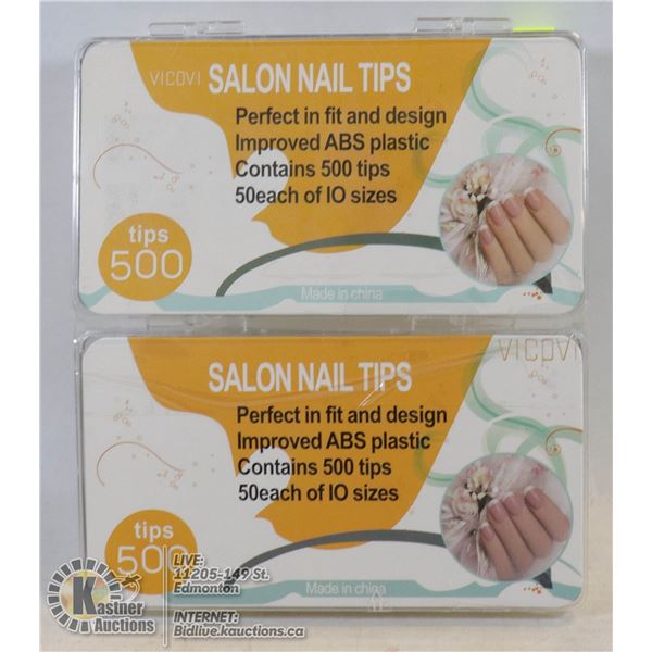 LOT OF TWO 500PC SALON NAIL TIPS