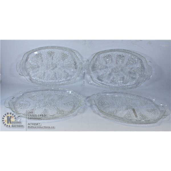 LOT OF 4 VINTAGE GLASS DINNER PLATTERS