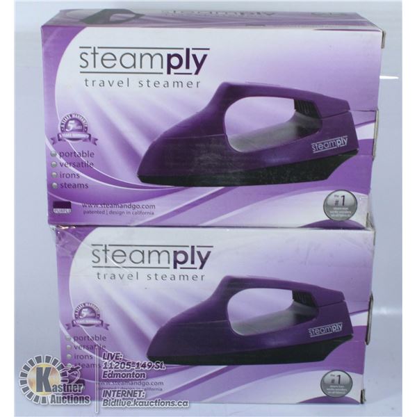 LOT OF 2 PURPLE TRAVEL STEAMERS.