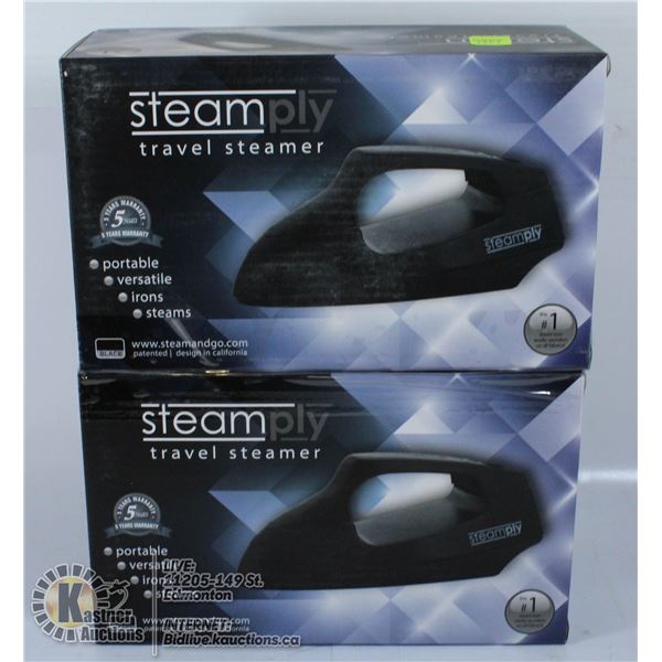 LOT OF 2 STEAMPLY BLACK TRAVEL STEAMERS.