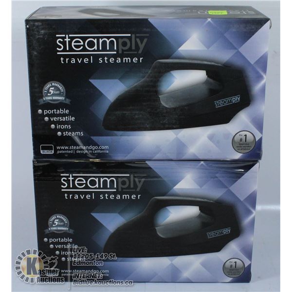 LOT OF 2 STEAMPLY BLACK TRAVEL STEAMERS.