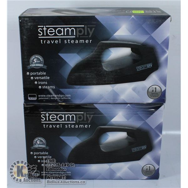 LOT OF 2 STEAMPLY BLACK TRAVEL STEAMERS.